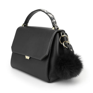 Genuine Leather Handbag with Wide Detachable Shoulder Strap