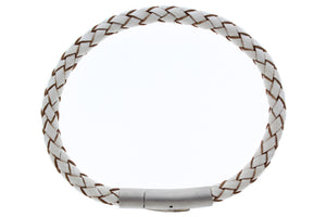 Braided Genuine Leather with Stainless Steel Clasp Bracelet, 21cm (8.27")