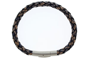 Braided Genuine Leather with Stainless Steel Clasp Bracelet, 21cm (8.27")