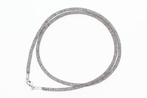 Stainless Steel Mesh Filled with CZ Crystals, 925 Sterling Silver Lobster Clasp Necklace, 45cm (17.72")