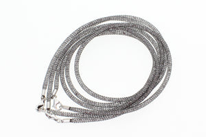 Stainless Steel Mesh Filled with CZ Crystals, 925 Sterling Silver Lobster Clasp Necklace, 40cm (15.75")